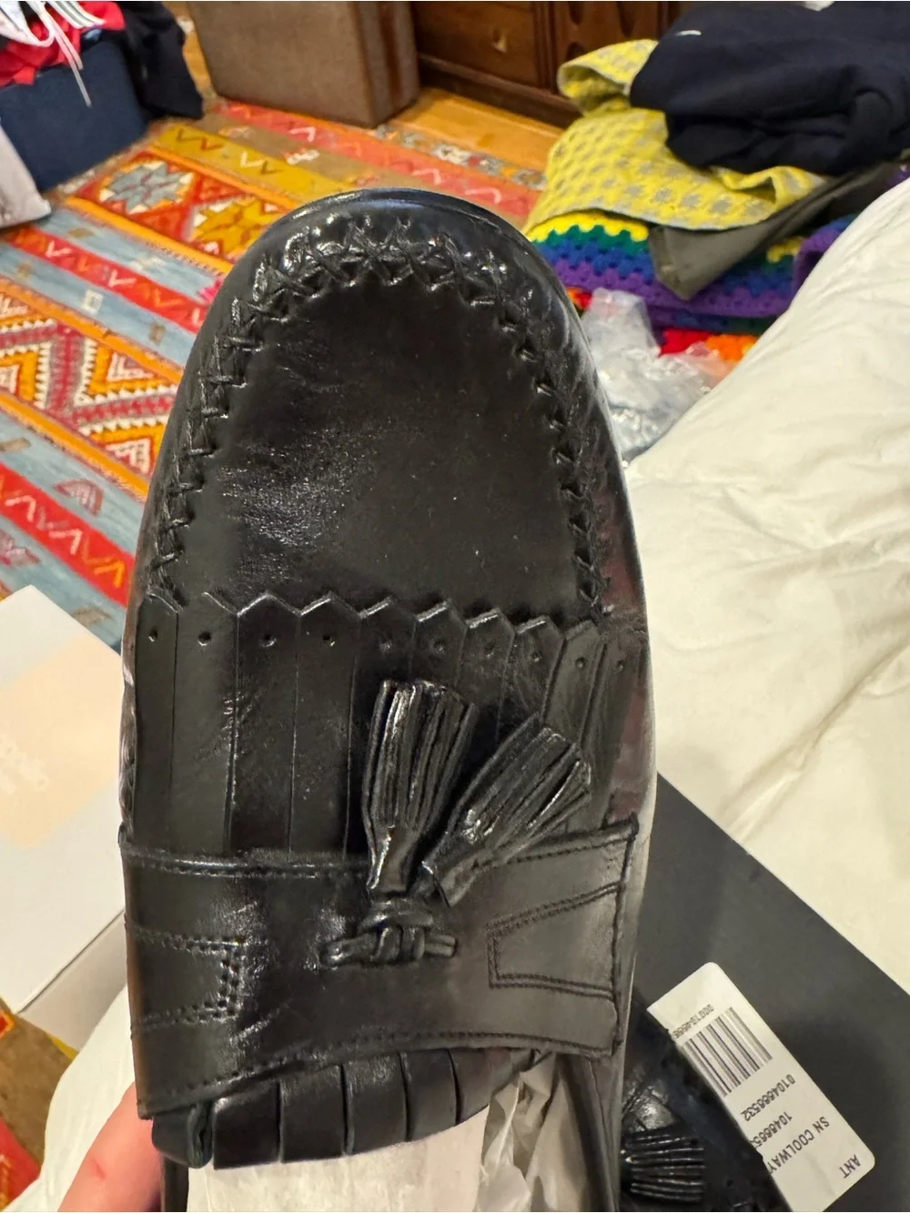 Johnston & Murphy classic Black Kiltie Tassel Loafers soft leather size 12M